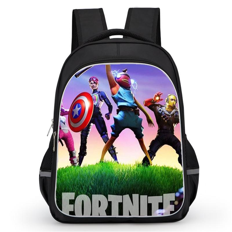 16-дюймовый мультяшный рюкзак Fortnite унисекс для мальчиков и девочек с двойными молниями, вместительный, легкий, студенческий рюкзак