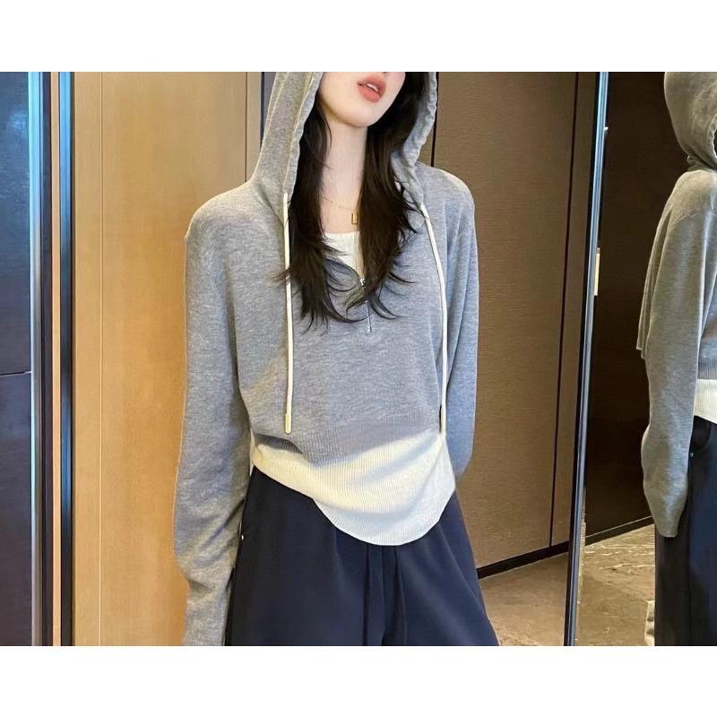 Women's Autumn and Winter Hooded Knit Long Sleeve Sweatshirt