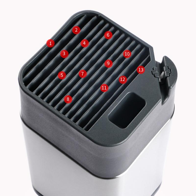 Stainless Steel Standing Knife Holder for 1-10pcs Kitchen Knife with Sharpening Edge and Scissors Socket Block