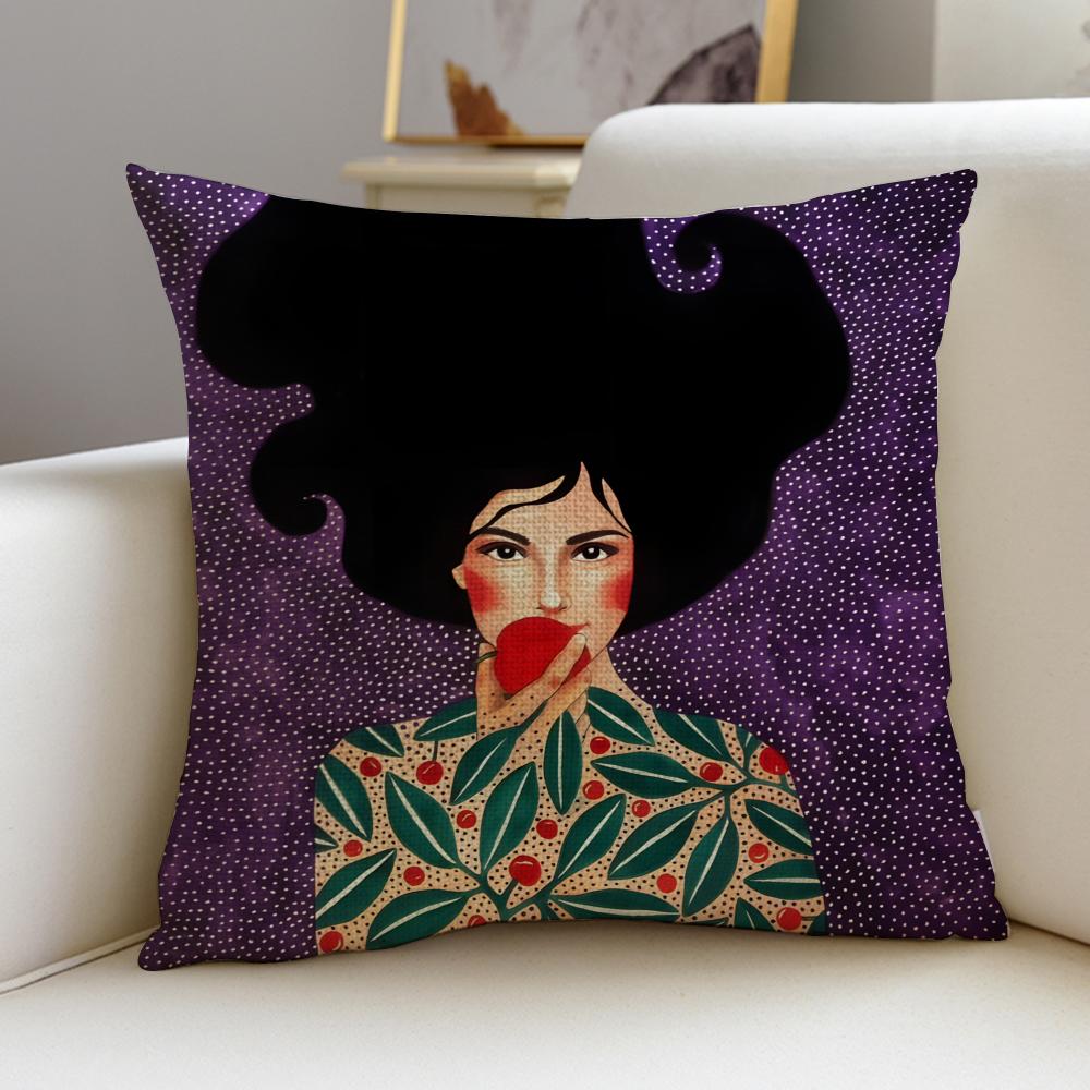 Stylish Fashion Abstract GirlS Cushion Cover Breathable and skinfriendly linen pillowcase square removable and washable cushion