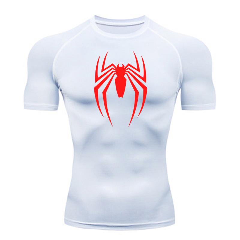 Мужская быстросохнущая компрессионная футболка с графикой паука для спортзала и спорта