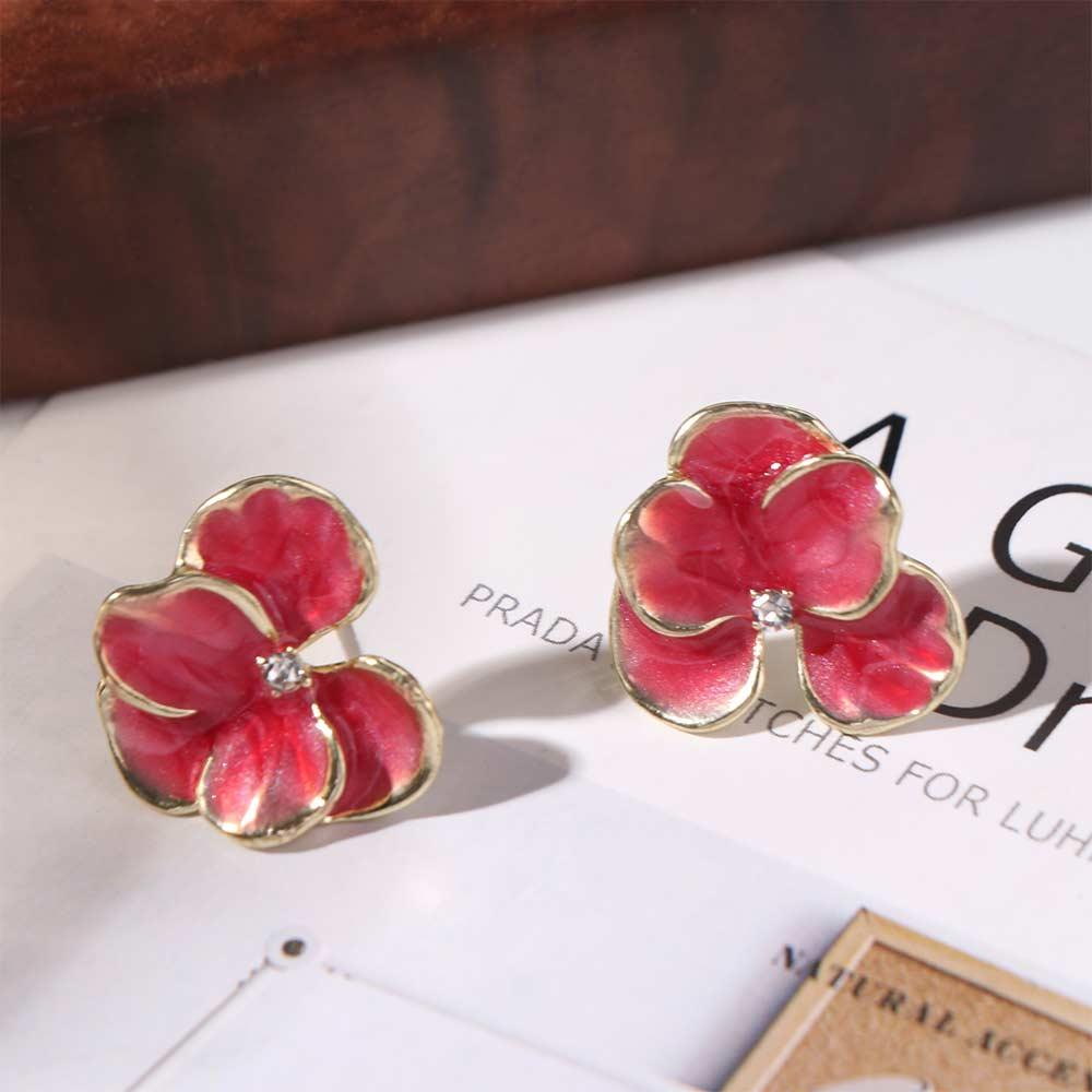 Серьги-лепестки со стразами 3D, милые серьги с пятью лепестками, элегантные серьги-гвоздики с цветами для вечеринки