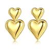 Серьги-гвоздики с сердцем любви, золотые серьги-гвоздики с двойным сердцем, висячие серьги с нерегулярным сердцем, модные ювелирные изделия, подарок для мамы, жены