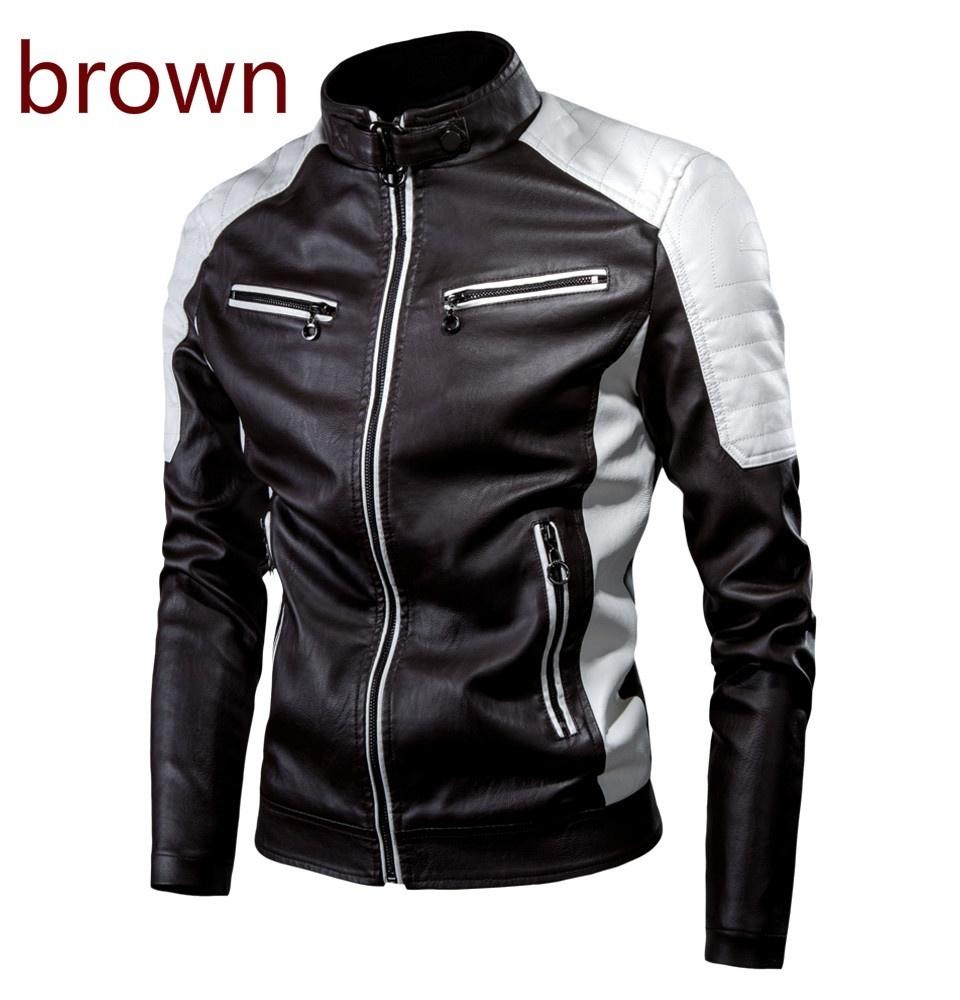 Warm Leather Jacket Jacket Men Tops Men's Casual Motorcycle Stitching Wool Leather Jacket Men's Fashion Locomotive Retro