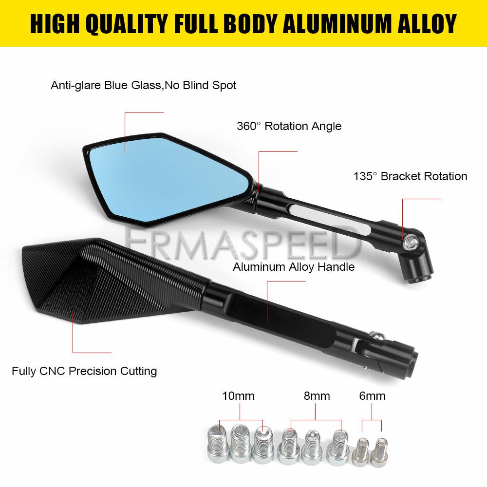 Алюминиевые зеркала заднего вида для мотоциклов с ЧПУ, 8 мм 10 мм, универсальные антибликовые боковые зеркала для Z900 Z750 Z650 MT09 MT07