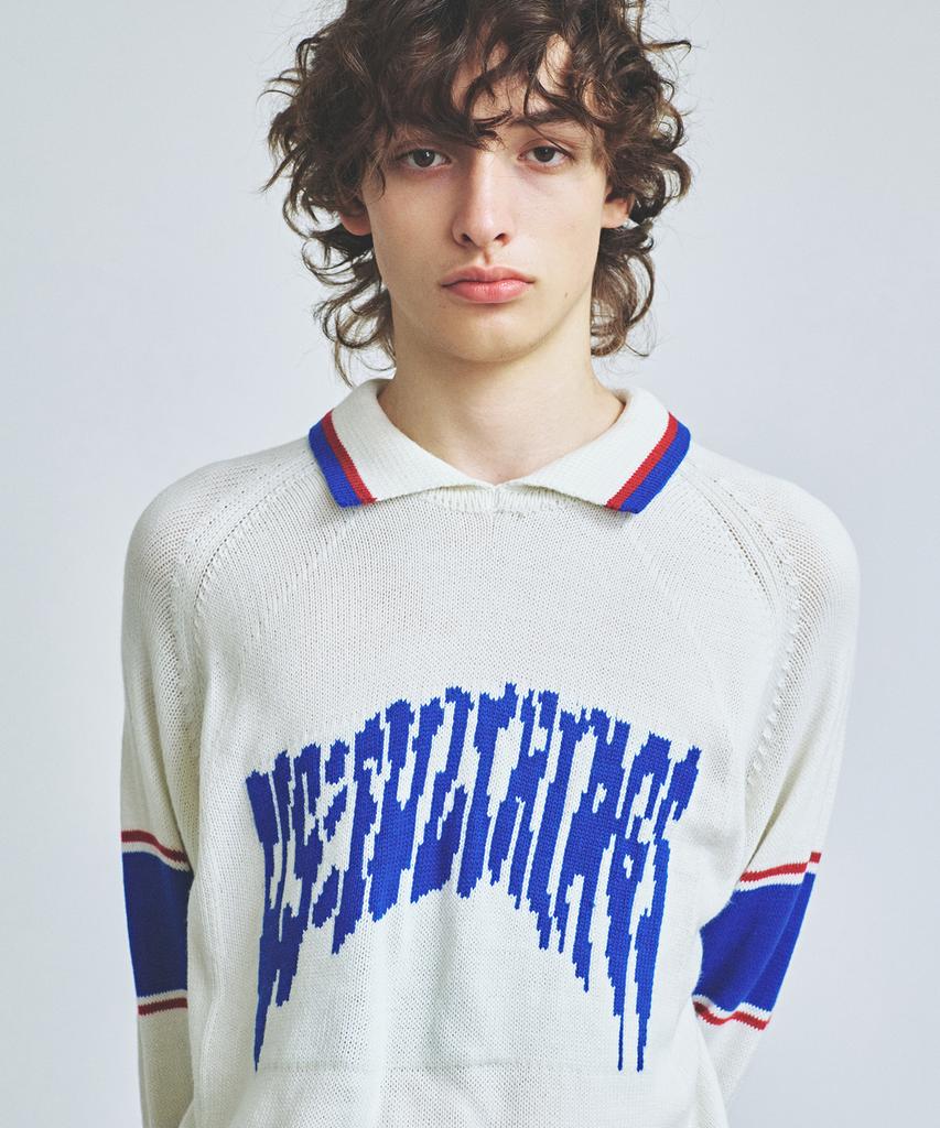 Вязаный воротник-стойка в стиле varsity с жаккардовым узором, цвет внебелый
