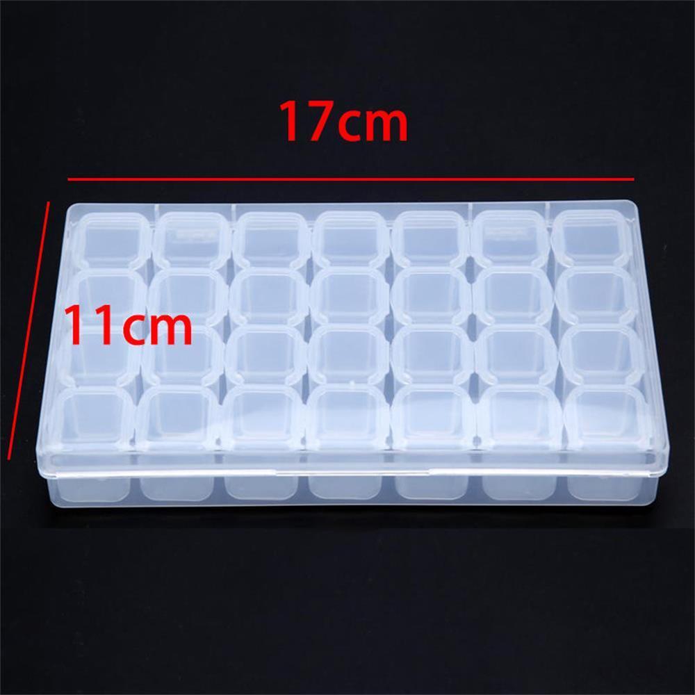28 Slots Clear Plastic Beads Case Nails Rhinestones Organizer Jewelry Storage Box