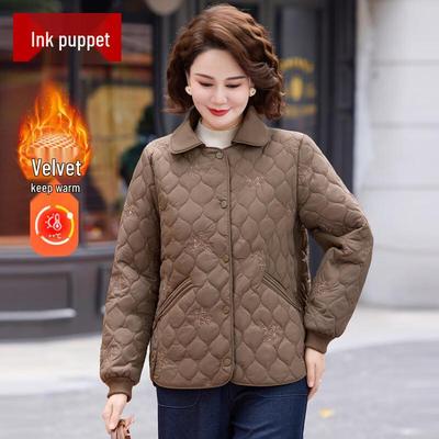 Бархатная куртка средней длины с подкладкой для женщин среднего возраста