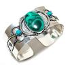 Natural Malachite, Turquoise 925 Sterling Silver Cuff Bangle Adjustable T0A97