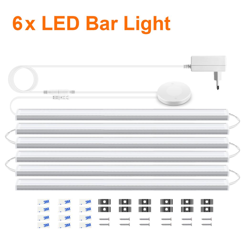 Under Cabinet LED Bar Light Linkable LED Strip Light With Penetrable Wood Touch Sensor Dimmable Switch For Kitchen Cabinet Shelf