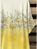 Floral pattern women's large size short-sleeved T-shirt, irregular hem design, digital printing four seasons T-shirt