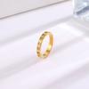 Simple and High-end Round Square Row Titanium Steel Ring for Female Couple, Trendy Accessories