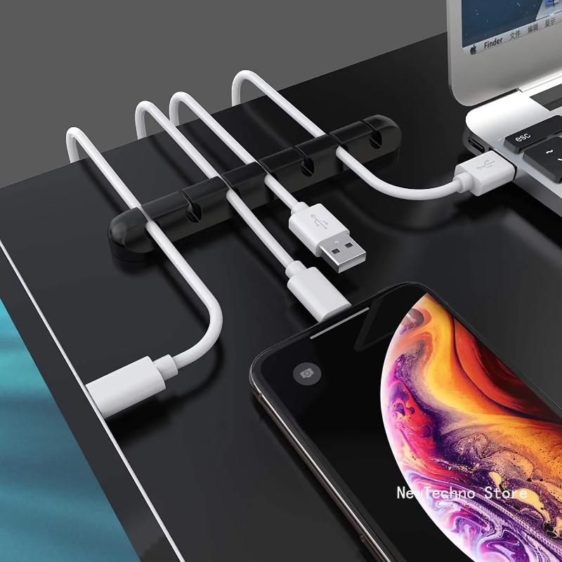 Кабельный органайзер, силиконовый органайзер для USB-кабеля, настольные аккуратные зажимы для управления, держатель кабеля для мыши, органайзер для наушников