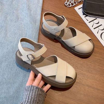 Босоножки Baotou женские лето 2025 новая платформа пляжные римские туфли фея с юбкой туфли-клетка свиньи плоские одинарные туфли