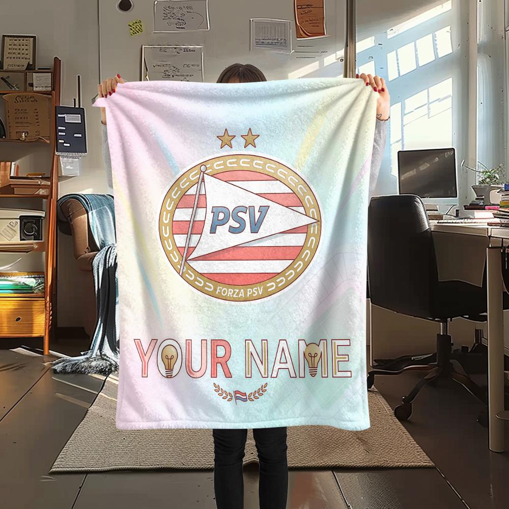 Custom Name PSV Eindhoven Flannel Blanket, High quality Comfortable for All Seasons, Home Decor, Warmth and Comfort