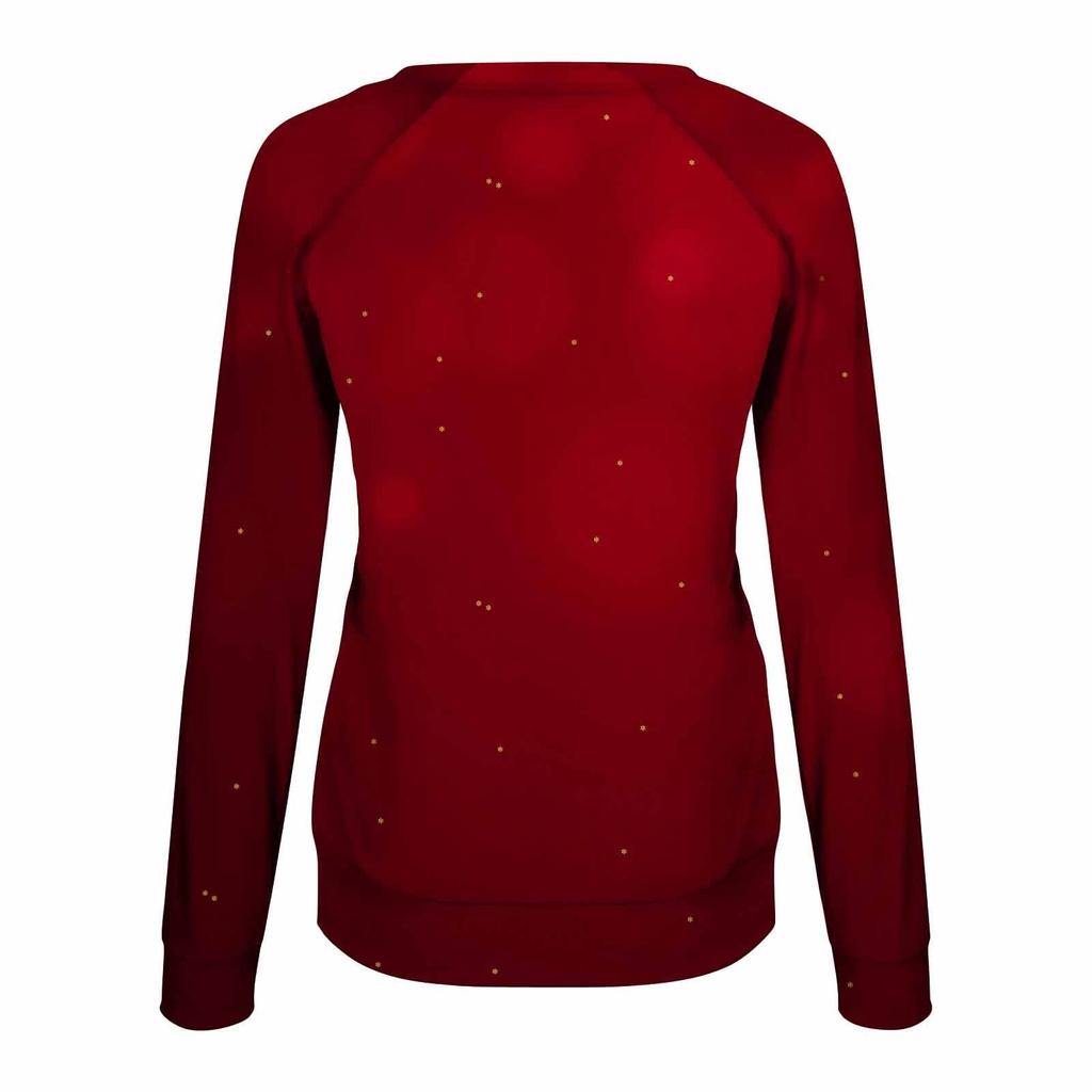 Женский повседневный модный рождественский принт с длинным рукавом и круглым вырезом, пуловер, топ
