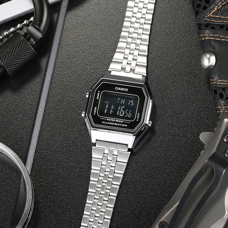 Casio Стандартная серия, маленькие серебристые часы, ретро ЖК-дисплей для бизнеса, кварцевый механизм, ремешок из нержавеющей стали, японский и корейский LA680WA-1B-INTERNATIONAL