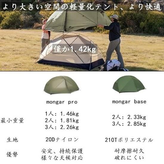 Базовая палатка Naturehike Mongar PRO 1,42 кг легкая просторная водонепроницаемая тент с давлением PU3000 мм компактная вентиляция устойчивость ветрозащитная 1-3 человека стенка