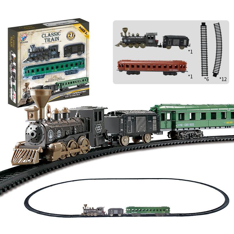 Electric Classical Train Track Diy Puzzle Assembly Track Simulation Small Train Model Children'S Toys