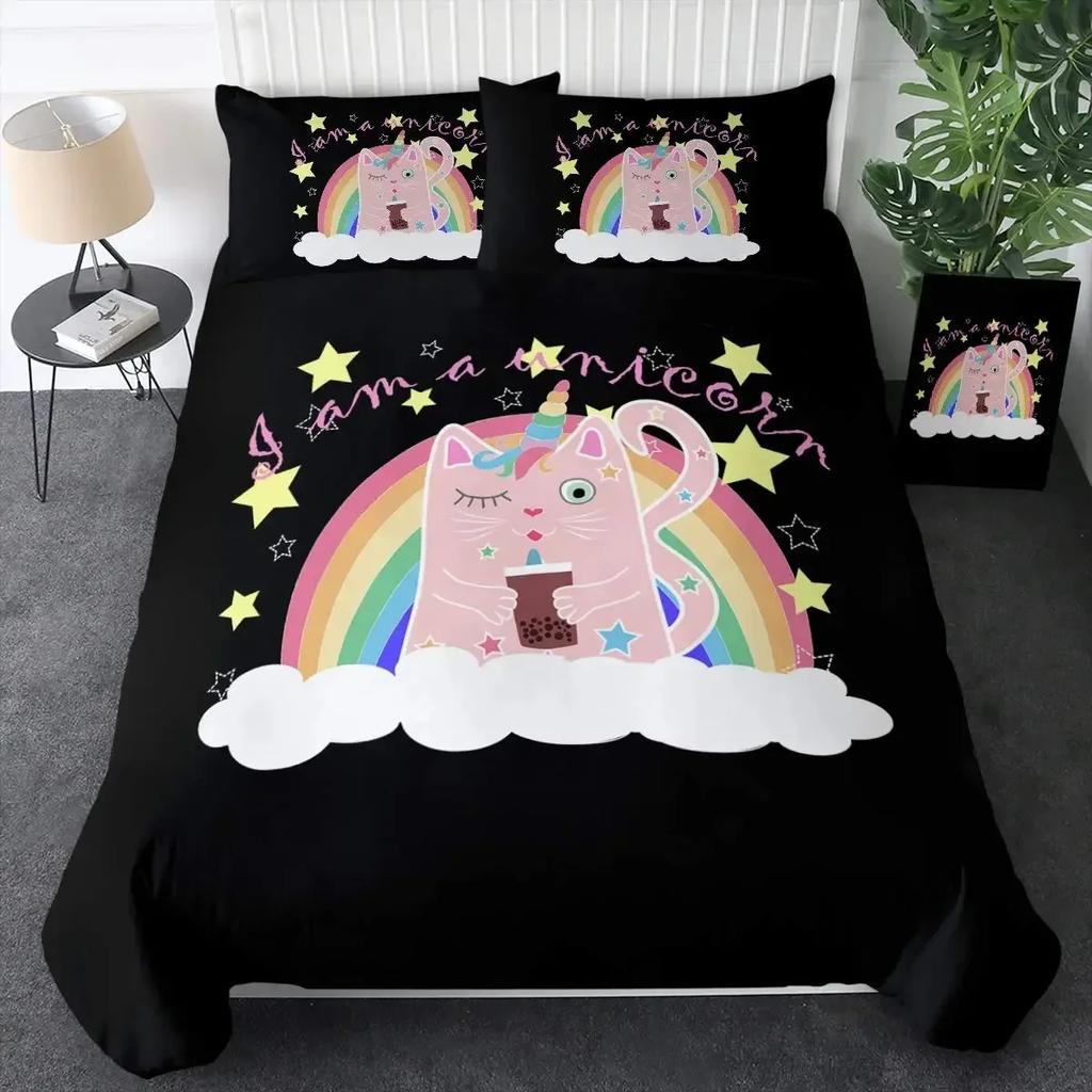 Cats Grey And White Cats Comfortable Duvet Quilt Cover Pillowcase Bedding Set Children Bedroom Decoration Home Textile