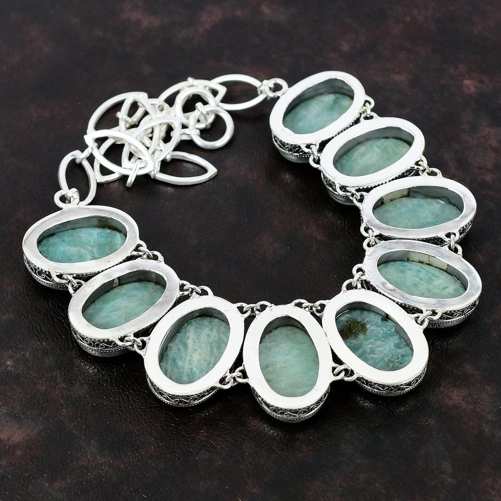 Ожерелье из драгоценного камня амазонита, ожерелье из стерлингового серебра 925 пробы, ювелирные изделия ручной работы, регулируемая цепочка, ожерелье, подарок для мамы, винтажное ожерелье