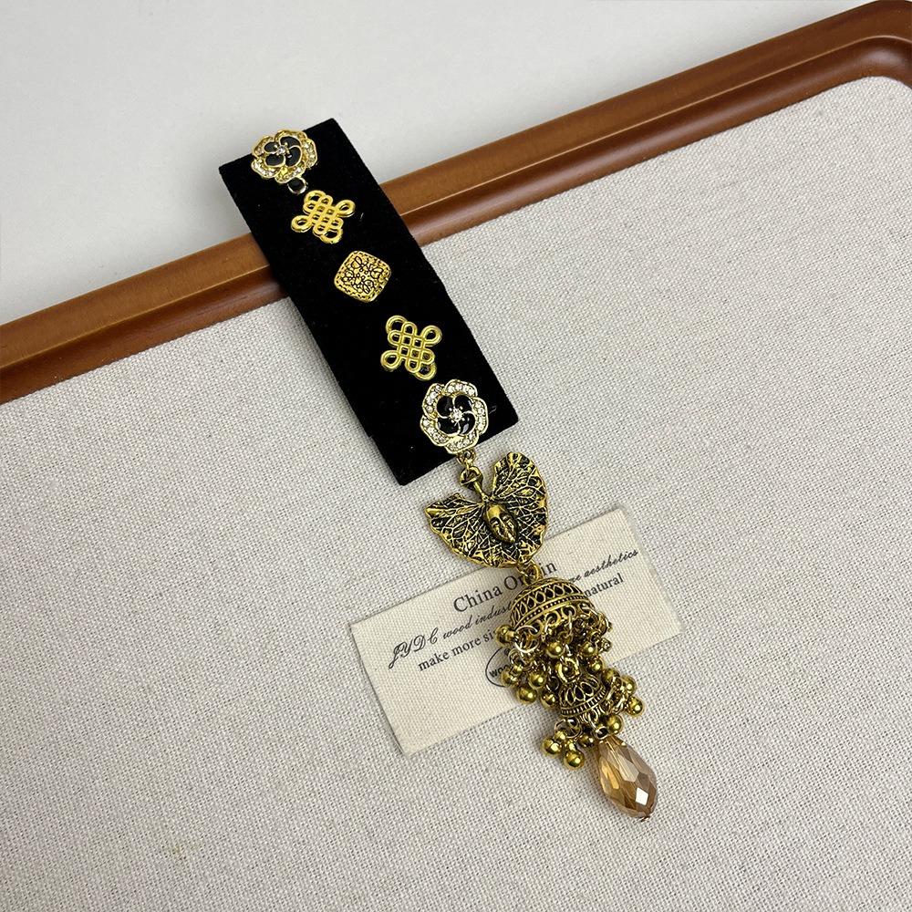 Crystal Tassel Bell Hair Clip Vintage Chinese Style Side Clip Fashion Ethnic Style Hair Hoop Women