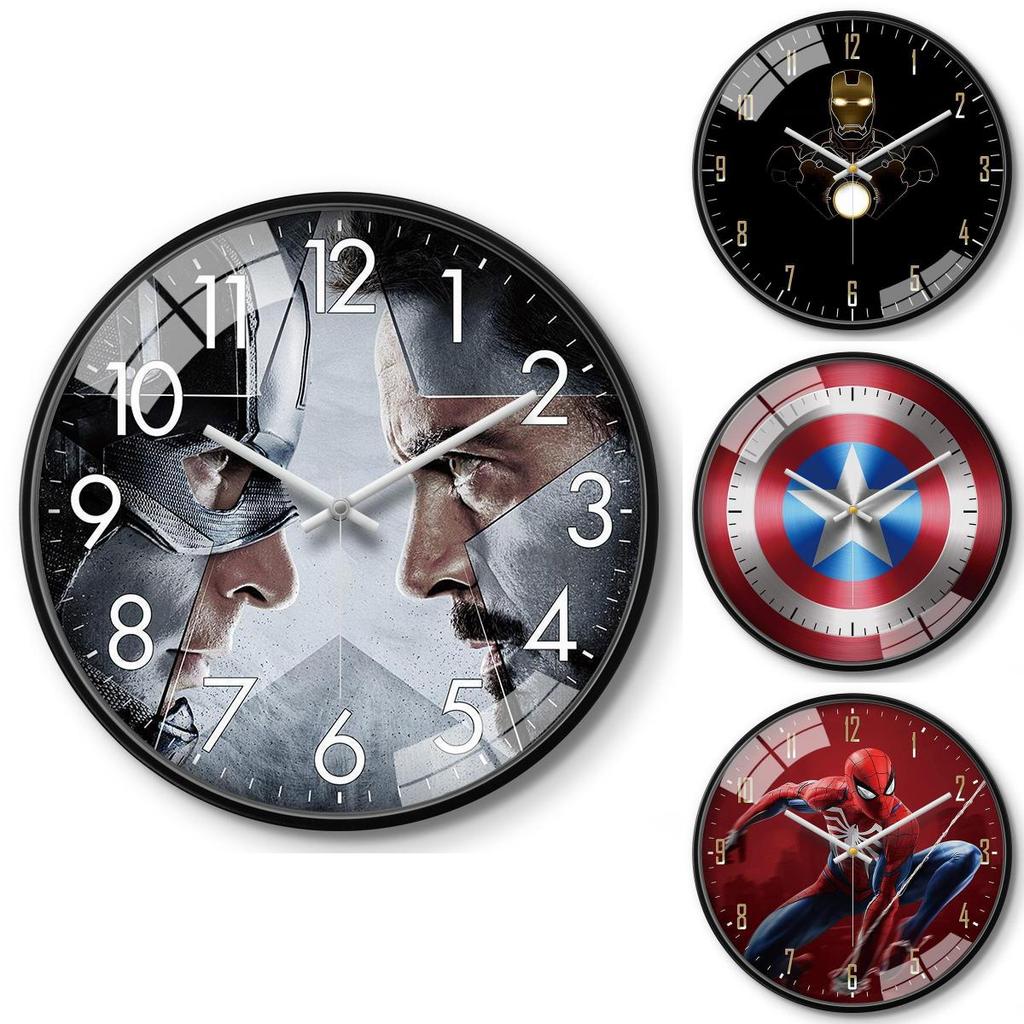 Marvel Captain America Iron Man Spider Man Pattern Wall Clock For Kids Room Decor