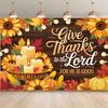 2D flat background banner  harvest thanksgiving "thank the Lord  for He is good" pattern background cloth
