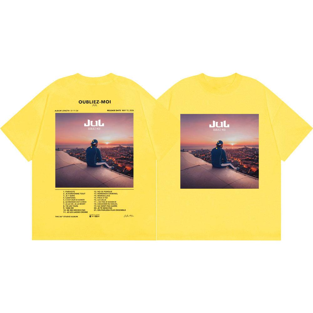 Rapper Jul Oubliez Moi Album Poster Graphic T Shirts Men Women Fashion Hip Hop Short Sleeve T-shirts Summer Casual Loose T-shirt