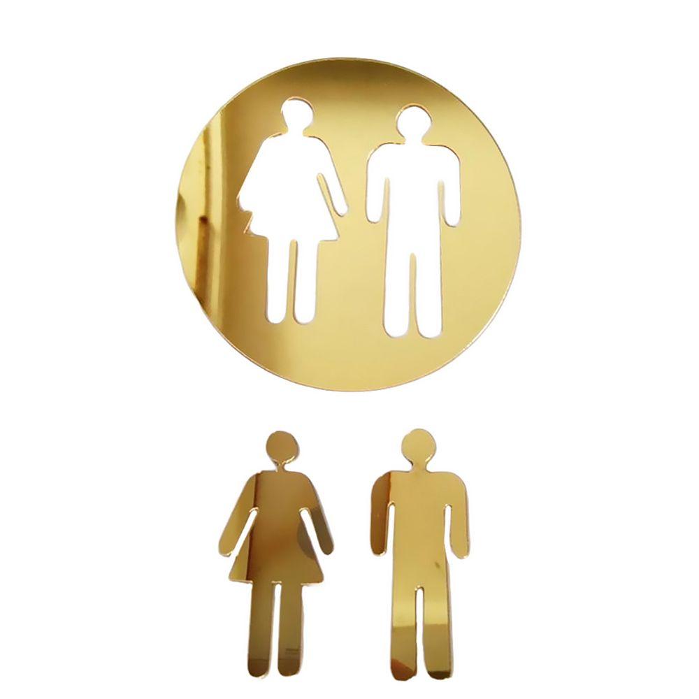 Украшение для туалета Дверь в ванную Комната туалета Вход Знак 3D Наклейки на стену Наклейка с зеркальной поверхностью Женщина и Мужчина