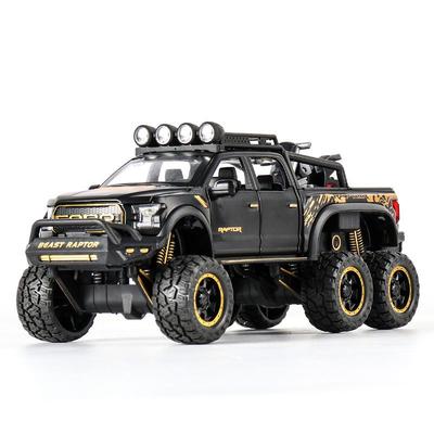 Масштабная модель автомобиля Ford Raptor F150 1:28, литье под давлением из сплава, с подсветкой и звуком, инерционная машинка, игрушки для детей, рождественские подарки