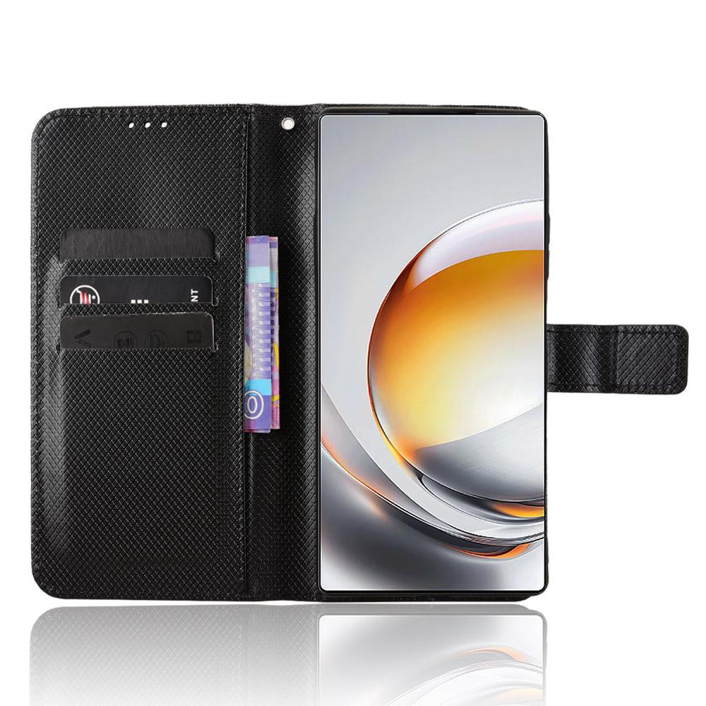 For ZTE nubia Z80 Ultra 5G Leather Wallet Case with Strap Diamond Texture Phone Cover