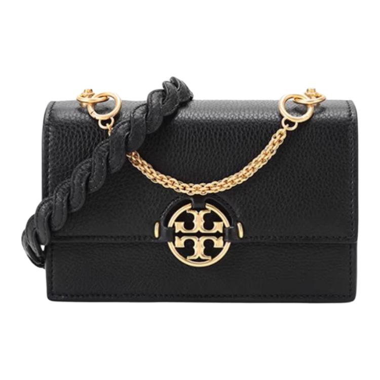 Tory Burch Miller Iconic Double T Logo Chain Shoulder Bag Women Shoulder Bag Black 80532-0321