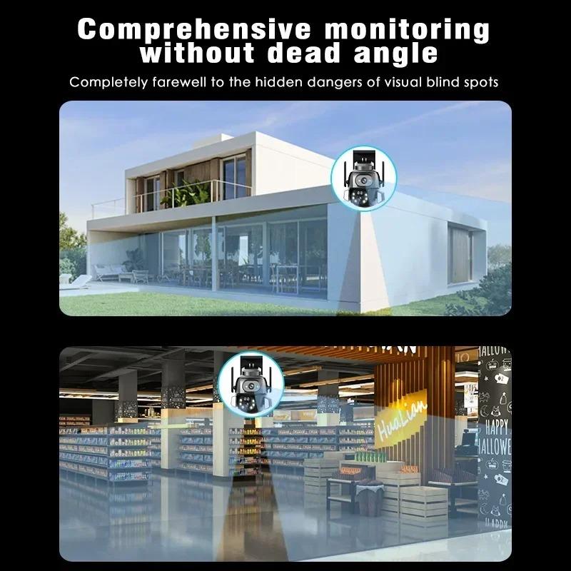 4K 8MP WIFI Camera Dual Screen 8MM Binocular AI Body Automatic Tracking CCTV Alexa Security Intelligent IP66 Monitoring