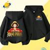 Anime One Piece Kids Zipper Hoodie Cartoon Printed Autumn/Winter Long Sleeved Hooded Sweatshirt Casual Top for Boys and Girls