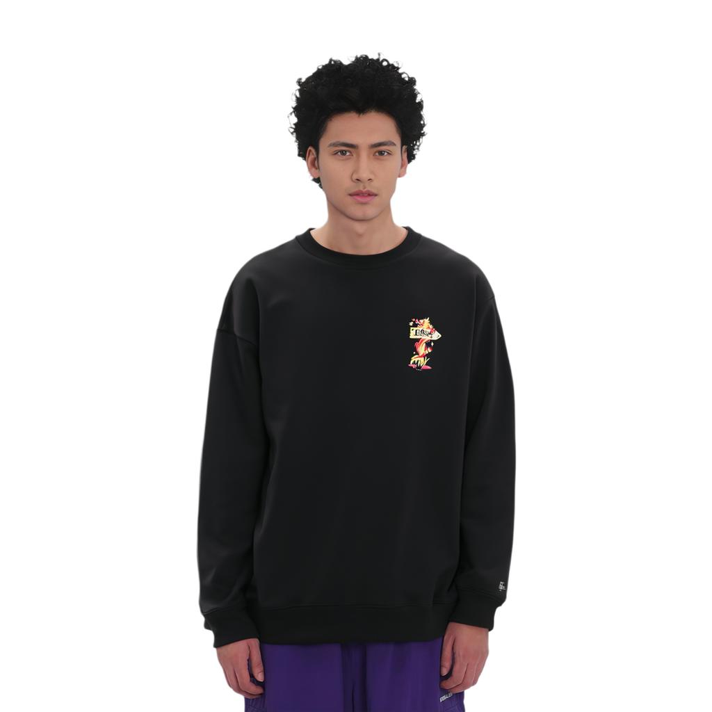 Li Ning Daily Prosperity Series вышитый антистатический свободный пуловер свитшот унисекс свитшот черный AWDU051-2