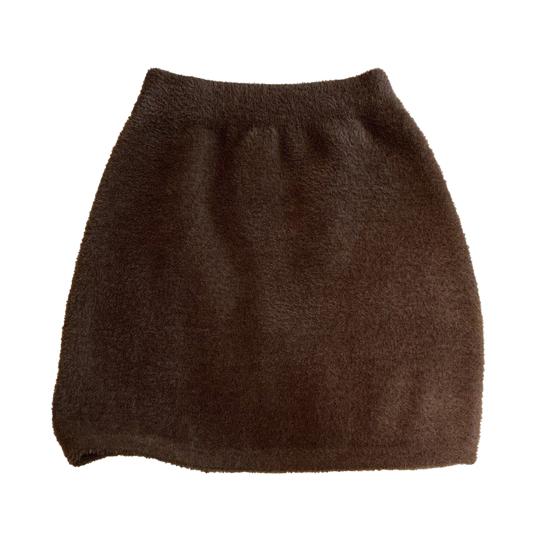 Mini Skirt Solid Color Imitation Mink Fleece High-Waisted Winter Skirt Hip Wrapped Short Skirt Commuting Street Daily Wear