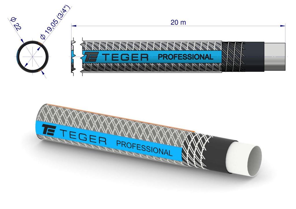 Garden hose "PROFESSIONAL- EXTRA FLEX" FI 3/4". 20m / TEGER