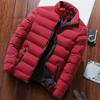Men Winter Coat Padded Thick Solid Color Zipper Closure Stand Collar Long Sleeve Windproof Soft Warm Cold Resistant Men Jacket
