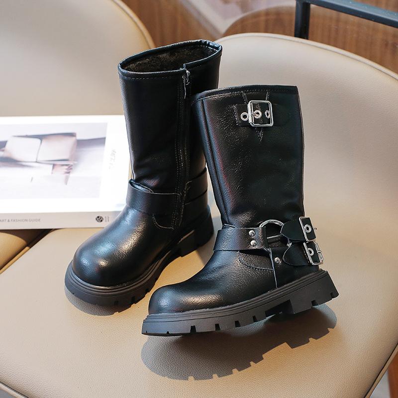 Winter New Style Children's Boots Korean Version Little Girls' Princess Boots Medium and Large Children's Leather Boots Trend
