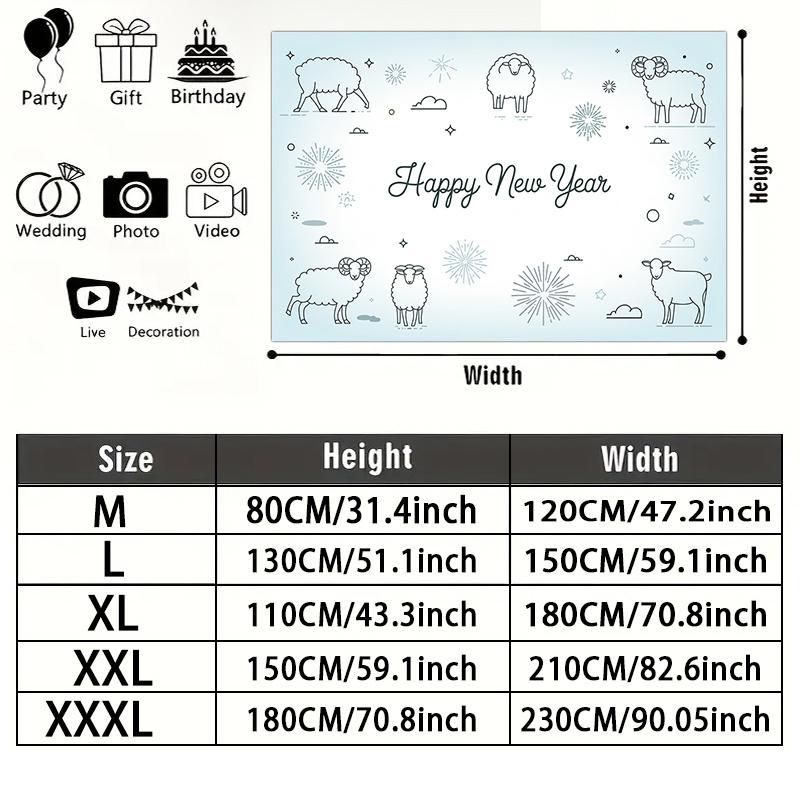 Party Backdrop New Year Flat Festive Sheep Multi Layered Celebrations Event Photo Background Front Door Decor