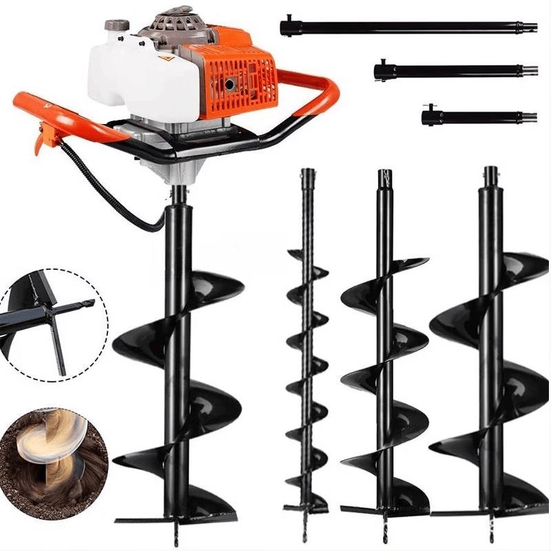 Two-Stroke Earth Auger Drill Bit for Digging Machines CN plug (adapter included)