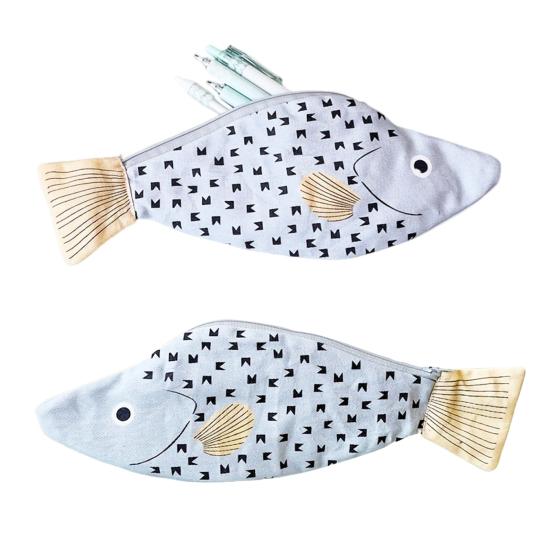 Пенал в форме рыбы, гладкая застежка-молния, держатель для ручек, большая вместимость, утолщенный холст, органайзер для канцелярских принадлежностей