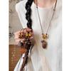 Wooden Bead Acorn Pendant, Wax Rope Necklace, Retro Ethnic Style Pull-out Sweater Chain, New Chinese Versatile Niche Item Decoration