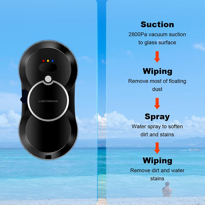 LIECTROUX HCR-10 Window Cleaning Robot Water Spray Automatic Robotic Glass Wiper Vacuum Cleaner Electric Windows Washer for Home Appliance