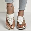Fashion Chic Floral-Embellished Wedge Sandals for Women Comfortable Soft-Sole Beach Slides Stylish Summer Vacation Ethnic Style Flowers