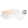 Airtight Lunch Box 2 Compartments And Cutlery Kwood2 White