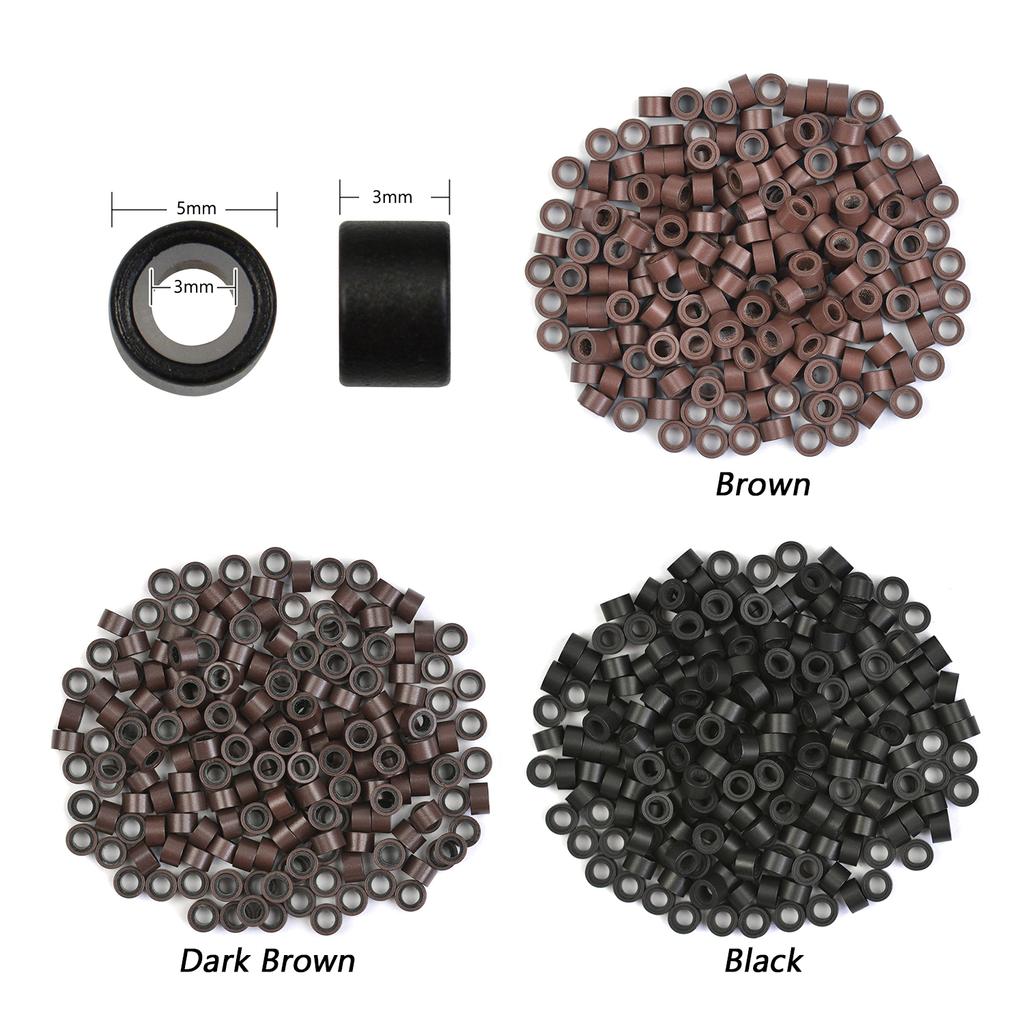 Набор инструментов для наращивания волос, микро-силиконовые кольца, 200 шт., 5,0 мм, микротрубки, бусины, аксессуары для наращивания волос