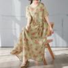 2025 Summer Plus Size Dress Floral Printing Women Loose Casual Long Vintage Dress O-Neck Dress Maxi