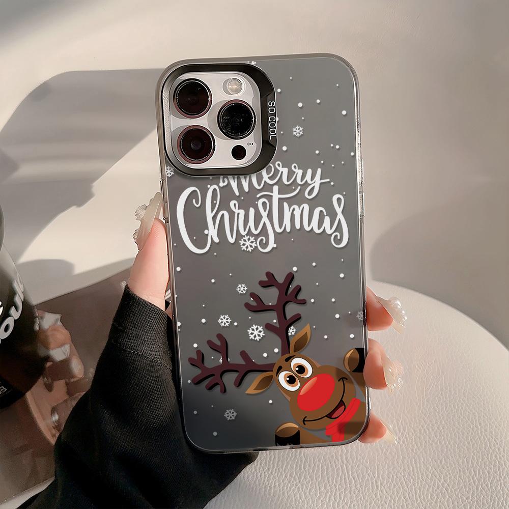 Чехол для телефона с рождественским снежинкой для iPhone 17 Pro Чехол iPhone 13 12 11 14 15 16 Pro Max IMD Жесткий противоударный матовый чехол
